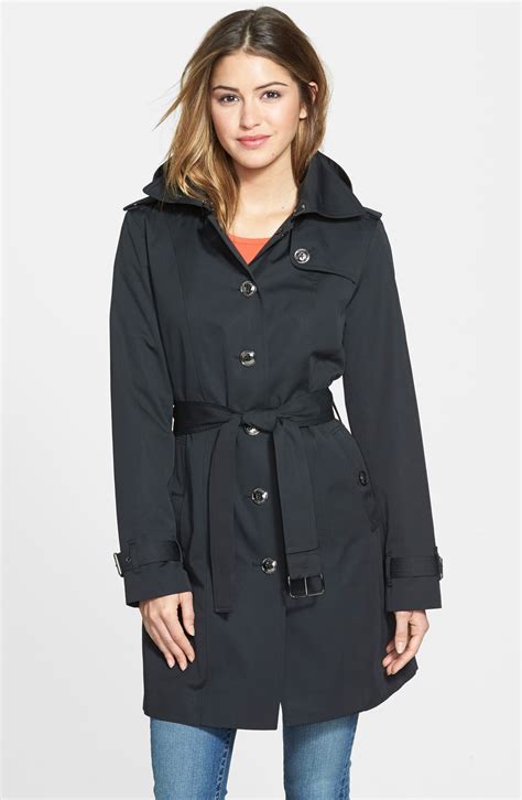 michael kors womens black khaki trench coat|Michael Kors single breasted coat.